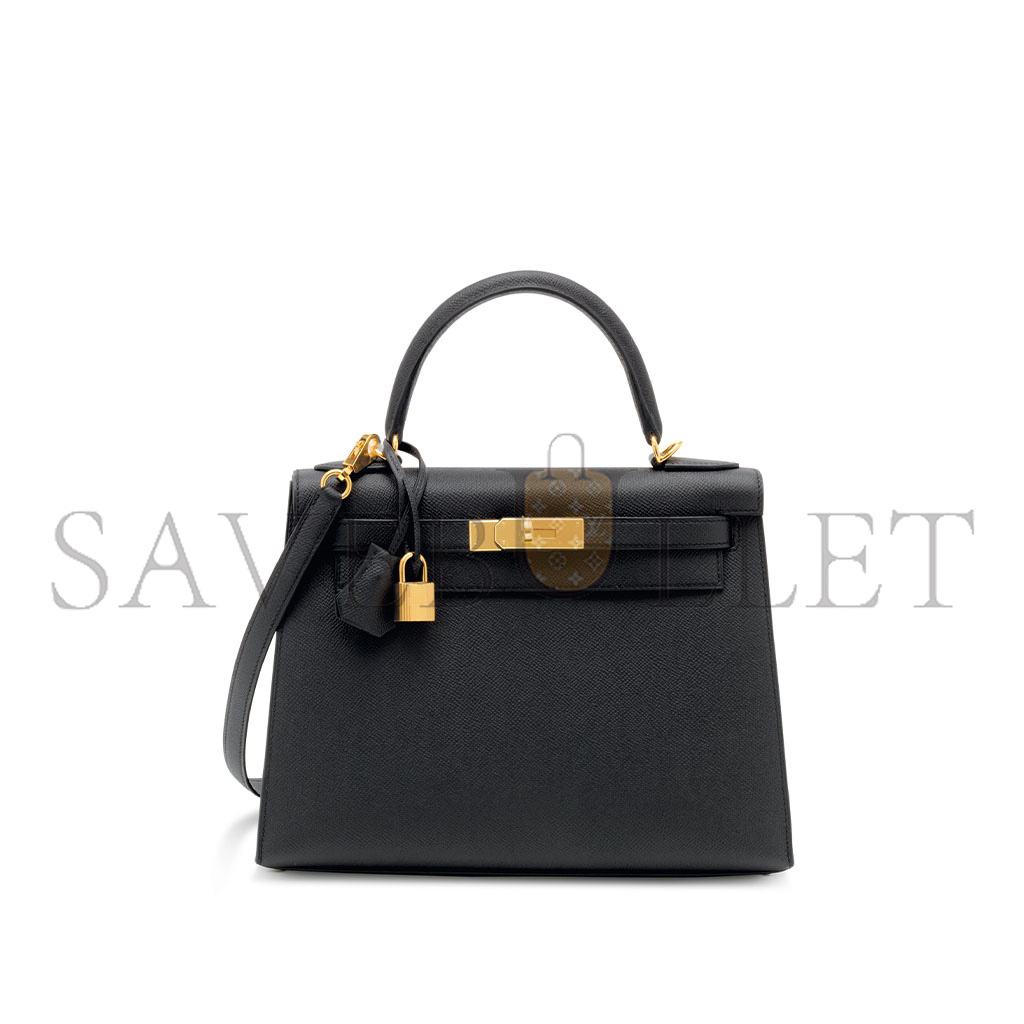HERMÈS MASTER A BLACK EPSOM LEATHER KELLY 28 WITH GOLD HARDWARE (28*22*10cm)